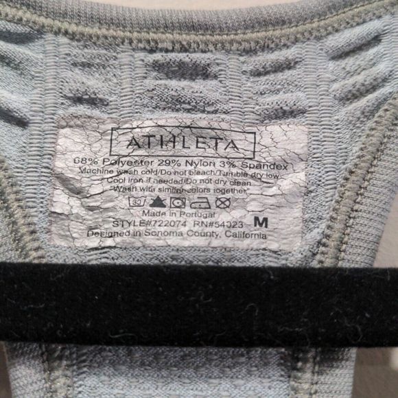 Athleta Ruched Camo Print Gray Tank Size Medium Stretch Athletic Yoga Racerback - Picture 3 of 8